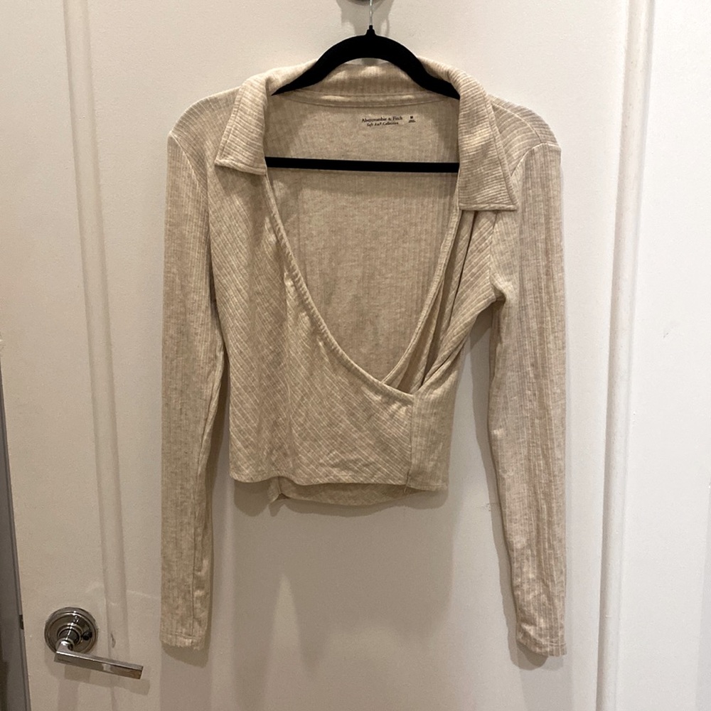 Abercrombie Cream Wrap Crop Top